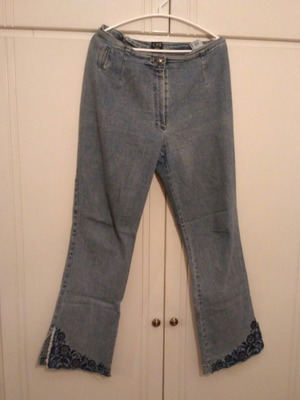 Boho denim pants used with embroidery, size 48