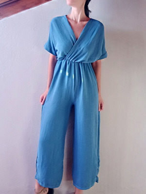 Blue casual summer jumpsuit, size M