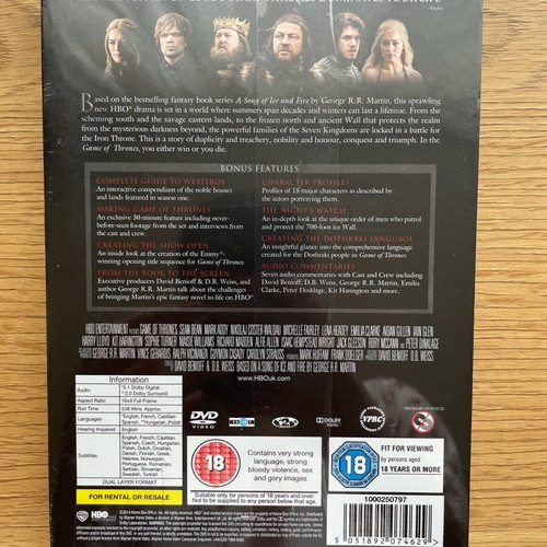 Game of Thrones DVD The Complete First Season Brand New with Greek Subtitles