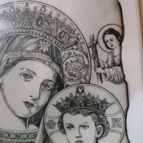 Framed icon of Virgin Mary and Christ used