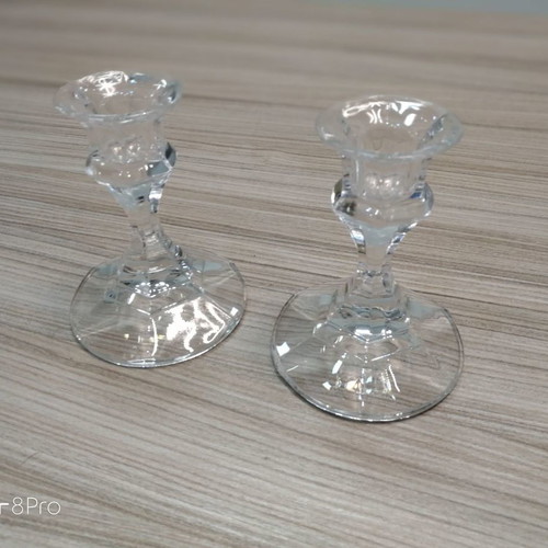 Glass candle holder used set of 2 pieces