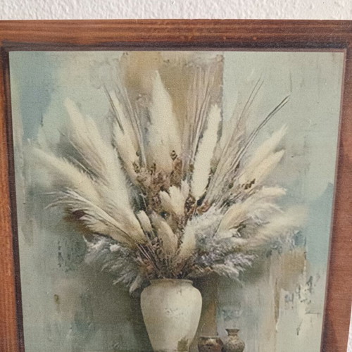 Decorative framed art 20×20 cm with vase and dried pampas used
