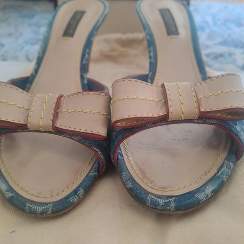 Louis Vuitton denim mule slippers size 36.5 like new with box and Dust Bag