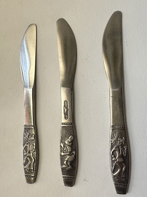 Soviet Vintage Nu Pogodi children's butter knives set of 3
