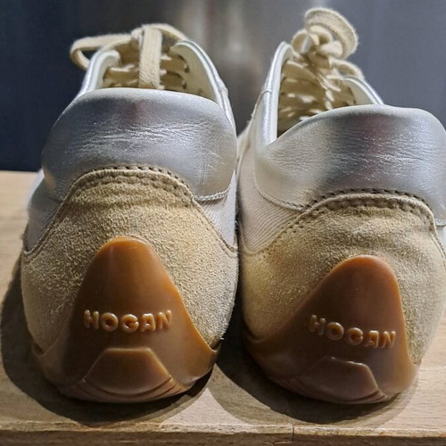 Hogan sneakers suede and fabric size 36 refurbished beige/silver