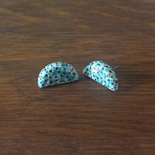 Handmade ceramic earrings colorful new with glass coating