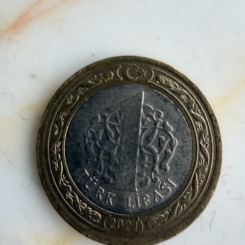 Turkish Lira used, bimetallic coin with Atatürk
