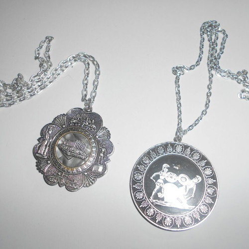 Eptaetia necklaces used, 2 pendants with Colossus and Caryatids Athens