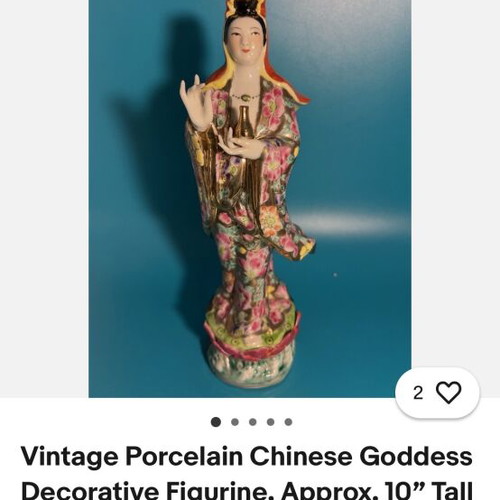 Decorative figurine Asian figure with floral patterns and gold details new
