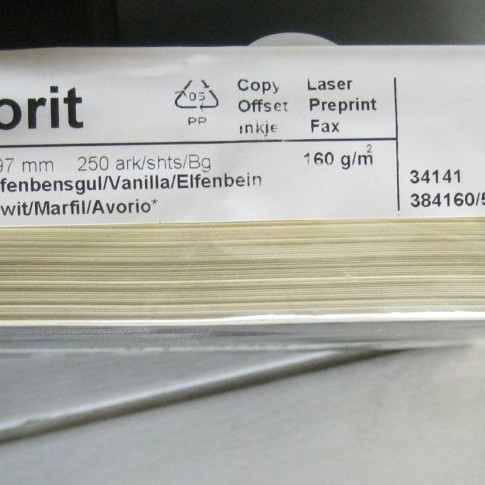 Colorit 160 g A4 printing paper sealed, pack of 250 sheets, vanilla/ivoire color