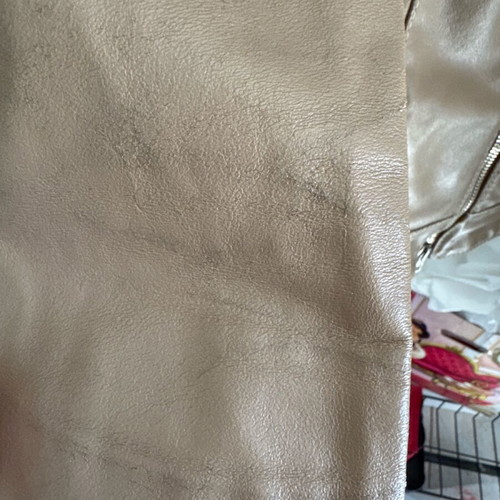 Leather women's jacket used, beige, size S