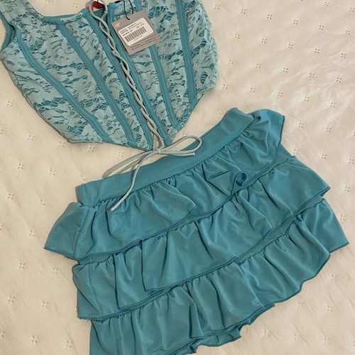 Marmalady set shorts-skirt top new, blue, size 35