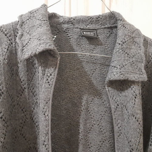Knitted cardigan with pattern, like new, gray, size M