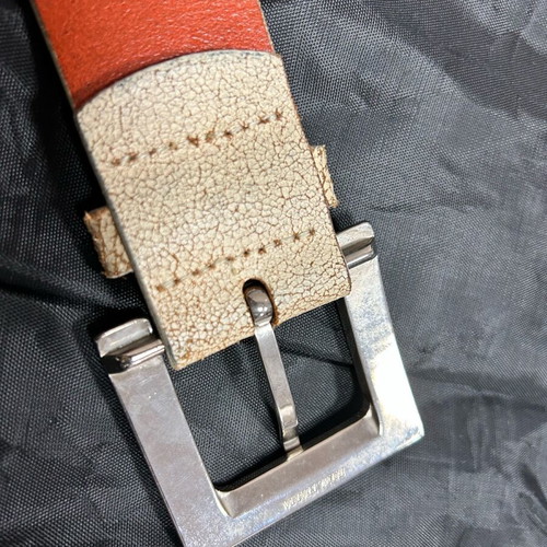 Vera Pelle belt used, genuine leather with red stitched pattern