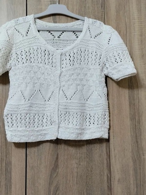 White short sleeve cardigan handmade, like new