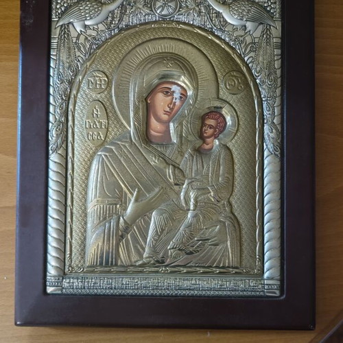 Religious icon with silver and gold used, 30x25 cm