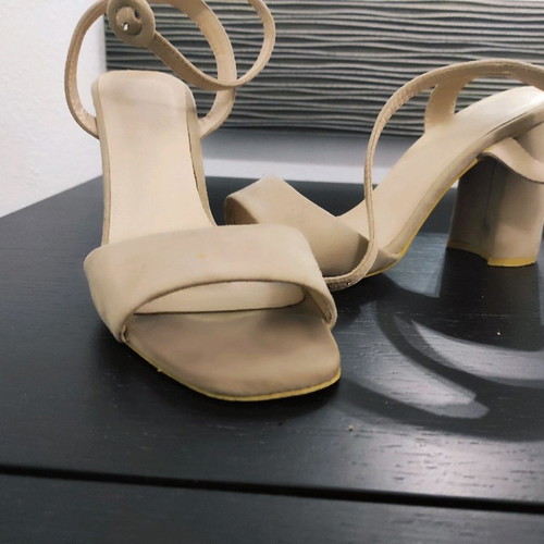 Women's nude sandals size 37 with thick 10cm heel