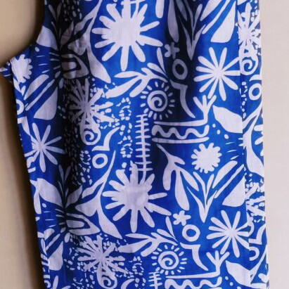 Zara wide summer pants size L like new, white and blue