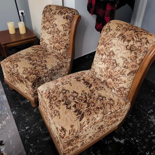 Living Room Set used, sofa and four armchairs, 90s solid wood design