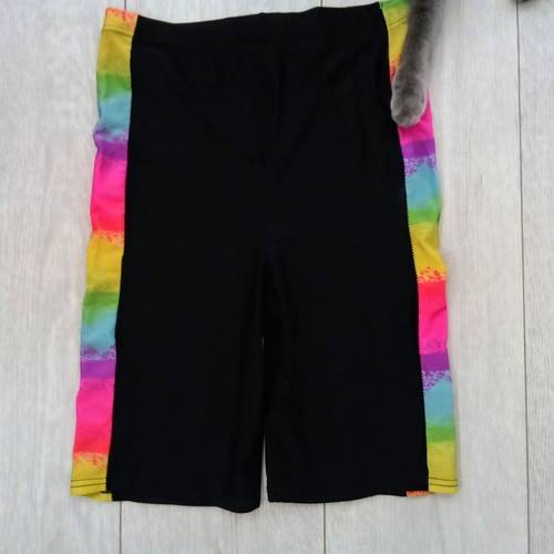 Sports shorts S like new, black with multicolor stripes