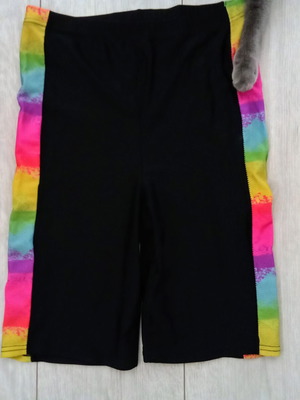 Sports shorts S like new, black with multicolor stripes