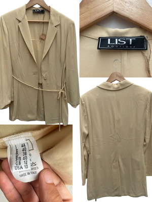 Σετ μπεζ σακάκι με ζώνη και τοπ LIST Boutique, μέγεθος 10, μεταχειρισμένο