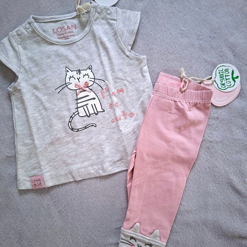 Losan Baby Girl Set 1-3 Months New, Cotton Top and Leggings