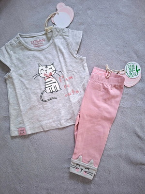 Losan Baby Girl Set 1-3 Months New, Cotton Top and Leggings