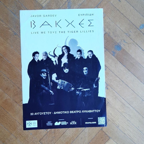 Bacchae poster like new, live with Tiger Lillies