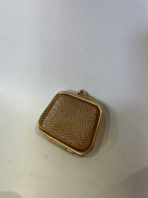 Vintage mini coin purse with gold metal mesh 7.5x8x3