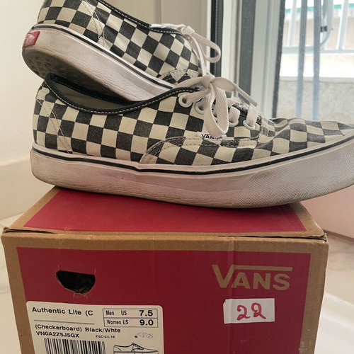 Vans Authentic Lite sneakers used, checkerboard pattern, size 40