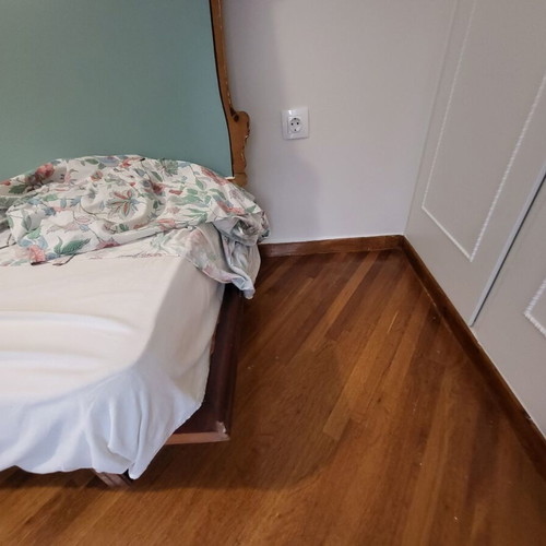 Wooden solid sofa bed used with nightstand