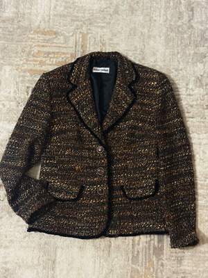 Gerry Weber Tweed blazer silk viscose blend like new, brown gold