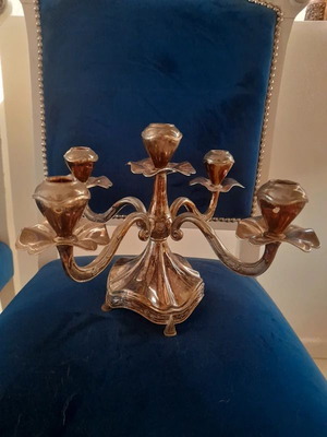 Art Nouveau silver plated candelabra with 5 candle holders, like new