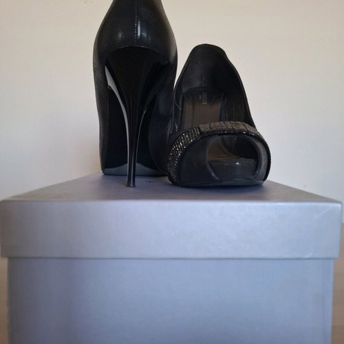 Bournazos black peep-toe pumps size 40 like new with Swarovski