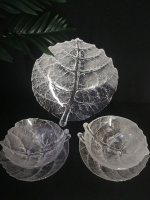 Πιάτα Maleras/Royal Krona Leaf 5τμχ χειροποίητα κρύσταλλο μολύβδου Mats Jonasson