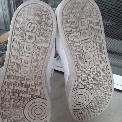 Adidas sneakers used, size 36 with glued sole, white and green