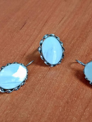 Vintage Russian ring and earrings set with mother of pearl like new