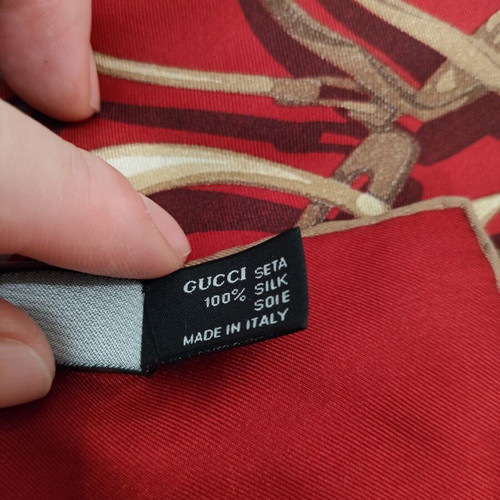 Gucci vintage burgundy silk horsebit square scarf like new