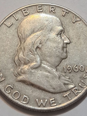 Сребърна монета Half Dollar Franklin 1960, 12.5гр, чистота 0.900