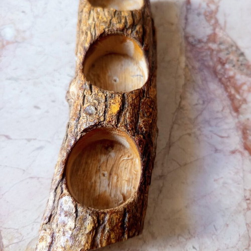 Traditional Handmade Wooden Candle Holder for 3 Tealights from Makrinitsa Pelion