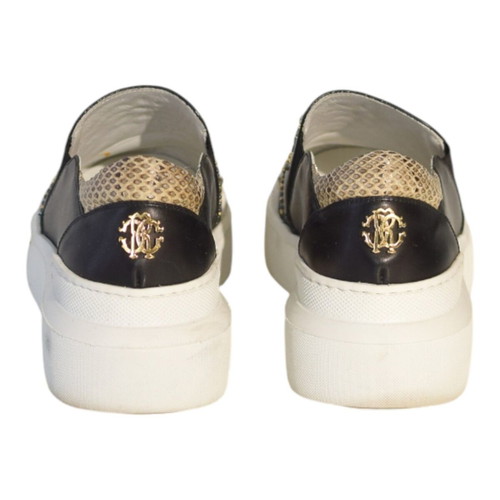 Roberto Cavalli Black Leather Slip-On Platform Sneakers like new, size 38