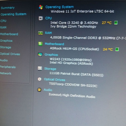 Asrock H61M-GS Desktop PC used with Intel i3-3240, 4GB RAM, 120GB SSD