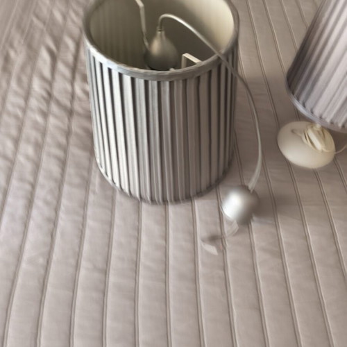 Set of lamps with two table lamps and one ceiling lamp, gray