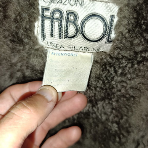 Mouton Sheepskin Shearling Coat used, brown, size L-XL