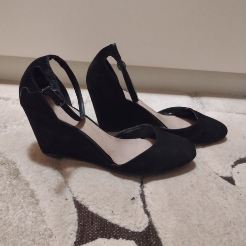 Black Wedge Platforms with Ankle Strap used, size 37