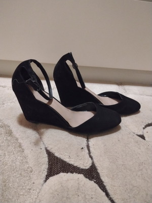 Black Wedge Platforms with Ankle Strap used, size 37