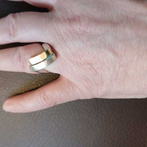 Silver 925 and 14K gold ring like new, minimal design