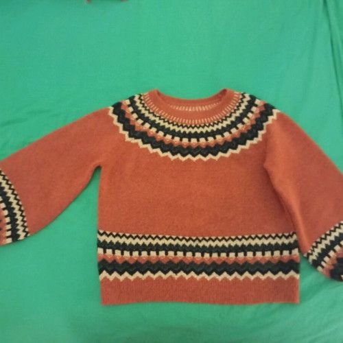 Edited sweater used, soft with bell sleeves, orange-gold, L/XL