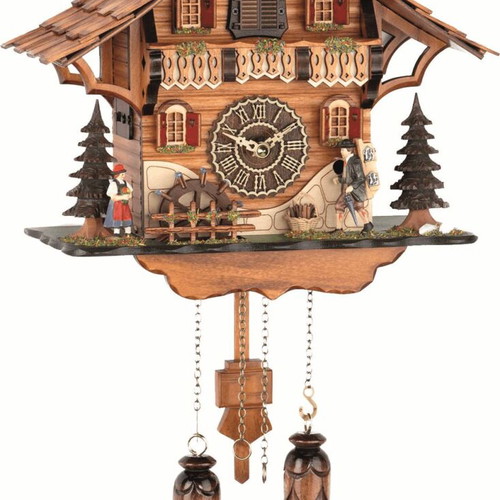 Cuckoo clock with handmade alpine house scene and music, 31cm-478QM, new
